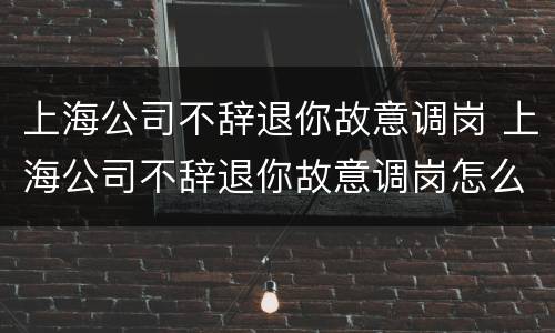 上海公司不辞退你故意调岗 上海公司不辞退你故意调岗怎么办