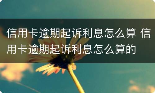 信用卡逾期起诉利息怎么算 信用卡逾期起诉利息怎么算的
