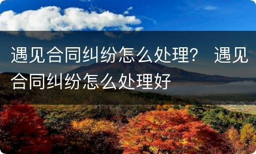 遇见合同纠纷怎么处理？ 遇见合同纠纷怎么处理好