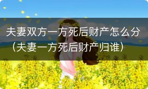 夫妻双方一方死后财产怎么分（夫妻一方死后财产归谁）