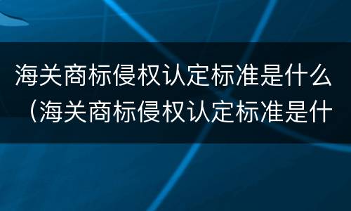 海关商标侵权认定标准是什么（海关商标侵权认定标准是什么样的）