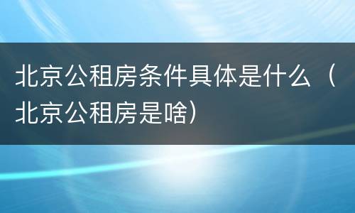 北京公租房条件具体是什么（北京公租房是啥）