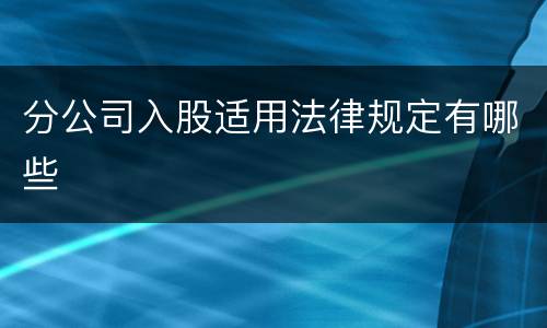 分公司入股适用法律规定有哪些