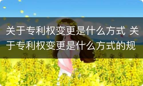 关于专利权变更是什么方式 关于专利权变更是什么方式的规定