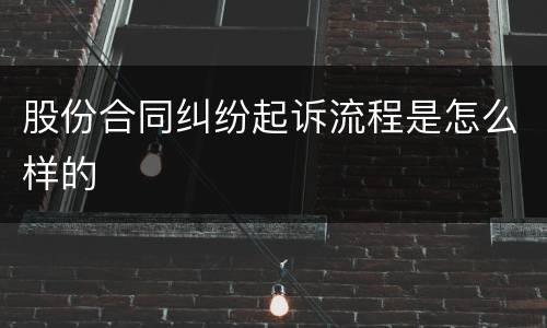 股份合同纠纷起诉流程是怎么样的
