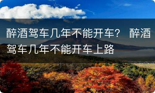醉酒驾车几年不能开车？ 醉酒驾车几年不能开车上路