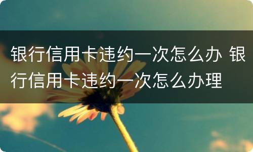 银行信用卡违约一次怎么办 银行信用卡违约一次怎么办理