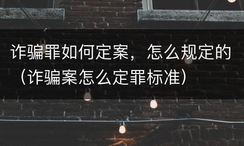 诈骗罪如何定案，怎么规定的（诈骗案怎么定罪标准）