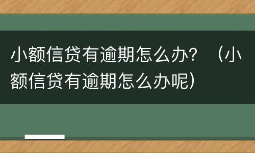 小额信贷有逾期怎么办？（小额信贷有逾期怎么办呢）