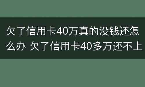 欠了信用卡40万真的没钱还怎么办 欠了信用卡40多万还不上怎么办