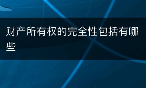 财产所有权的完全性包括有哪些