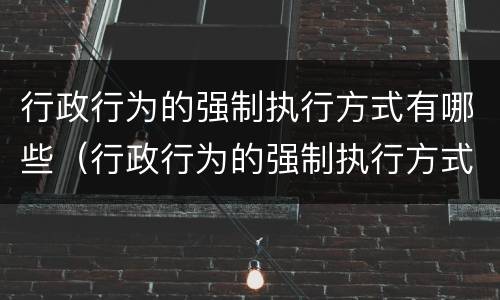 行政行为的强制执行方式有哪些（行政行为的强制执行方式有哪些种类）