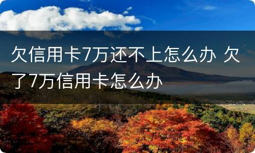 欠信用卡7万还不上怎么办 欠了7万信用卡怎么办