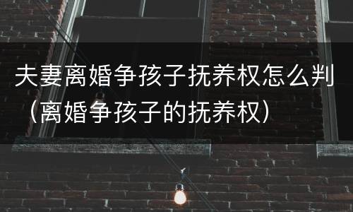 夫妻离婚争孩子抚养权怎么判（离婚争孩子的抚养权）