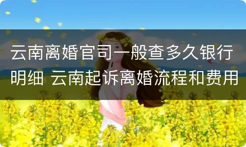 云南离婚官司一般查多久银行明细 云南起诉离婚流程和费用