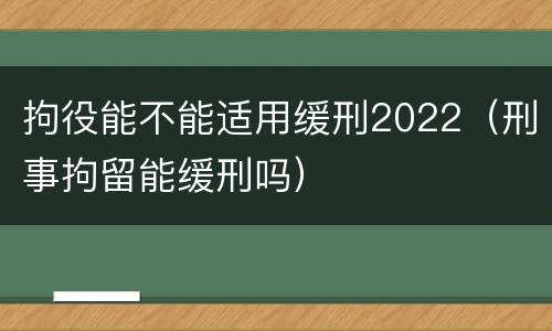 拘役能不能适用缓刑2022（刑事拘留能缓刑吗）