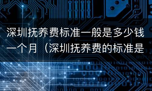 深圳抚养费标准一般是多少钱一个月（深圳抚养费的标准是多少钱一个月）