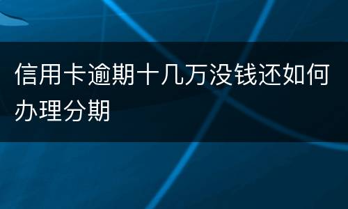 信用卡逾期十几万没钱还如何办理分期