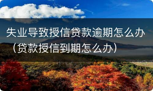 失业导致授信贷款逾期怎么办（贷款授信到期怎么办）