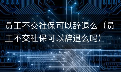 员工不交社保可以辞退么（员工不交社保可以辞退么吗）