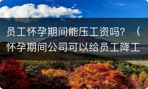 员工怀孕期间能压工资吗？（怀孕期间公司可以给员工降工资吗）