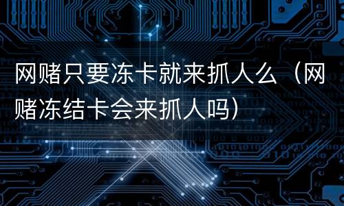 网赌只要冻卡就来抓人么（网赌冻结卡会来抓人吗）