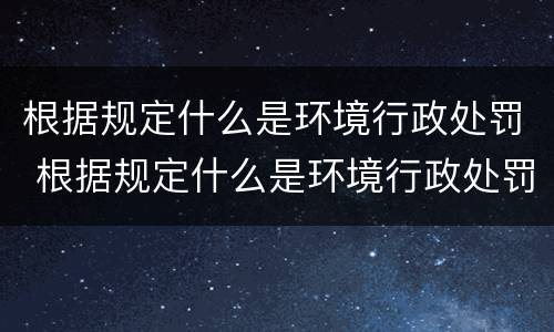 根据规定什么是环境行政处罚 根据规定什么是环境行政处罚决定