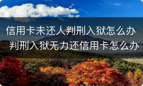信用卡未还人判刑入狱怎么办 判刑入狱无力还信用卡怎么办