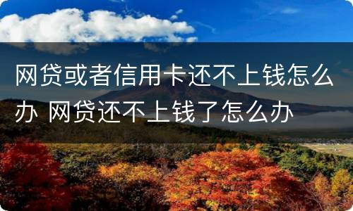 网贷或者信用卡还不上钱怎么办 网贷还不上钱了怎么办