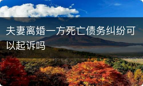 夫妻离婚一方死亡债务纠纷可以起诉吗