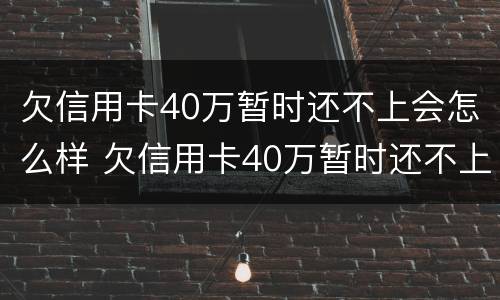 欠信用卡40万暂时还不上会怎么样 欠信用卡40万暂时还不上会怎么样呢