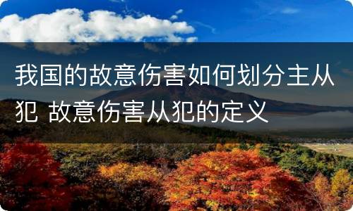 我国的故意伤害如何划分主从犯 故意伤害从犯的定义