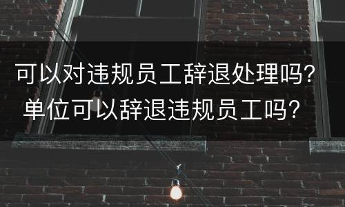 可以对违规员工辞退处理吗？ 单位可以辞退违规员工吗?