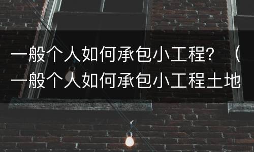 一般个人如何承包小工程？（一般个人如何承包小工程土地）