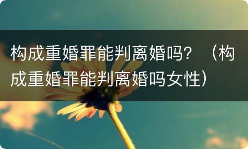 构成重婚罪能判离婚吗？（构成重婚罪能判离婚吗女性）