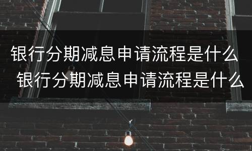银行分期减息申请流程是什么 银行分期减息申请流程是什么样的