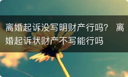 离婚起诉没写明财产行吗？ 离婚起诉状财产不写能行吗