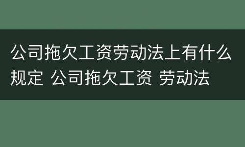 公司拖欠工资劳动法上有什么规定 公司拖欠工资 劳动法