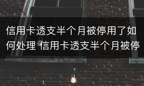 信用卡透支半个月被停用了如何处理 信用卡透支半个月被停用了如何处理好