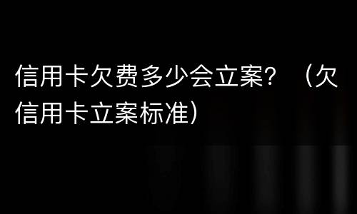信用卡欠费多少会立案？（欠信用卡立案标准）