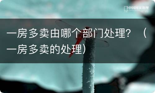 一房多卖由哪个部门处理？（一房多卖的处理）