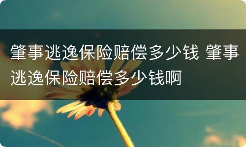 肇事逃逸保险赔偿多少钱 肇事逃逸保险赔偿多少钱啊