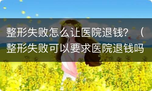 整形失败怎么让医院退钱？（整形失败可以要求医院退钱吗）