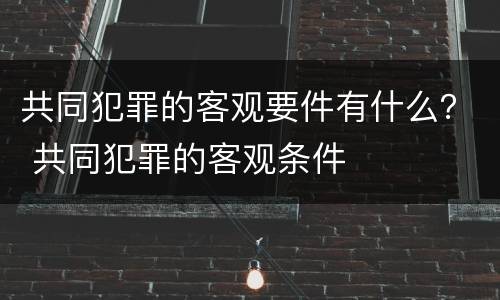 共同犯罪的客观要件有什么？ 共同犯罪的客观条件