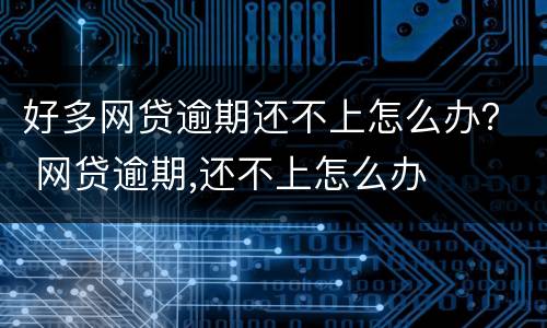 好多网贷逾期还不上怎么办？ 网贷逾期,还不上怎么办