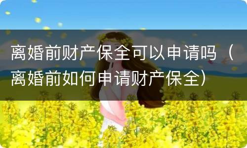 离婚前财产保全可以申请吗（离婚前如何申请财产保全）