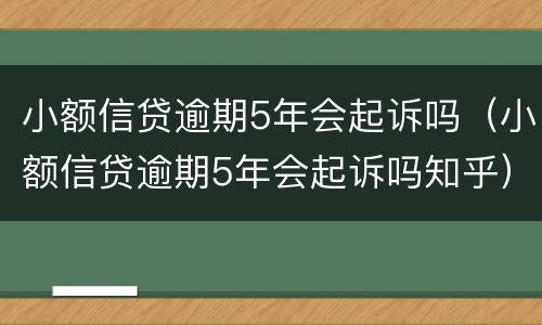 小额信贷逾期5年会起诉吗（小额信贷逾期5年会起诉吗知乎）