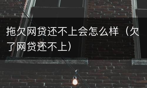 拖欠网贷还不上会怎么样（欠了网贷还不上）
