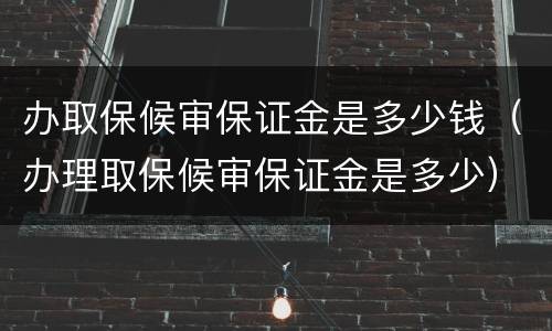 办取保候审保证金是多少钱（办理取保候审保证金是多少）