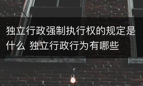 独立行政强制执行权的规定是什么 独立行政行为有哪些